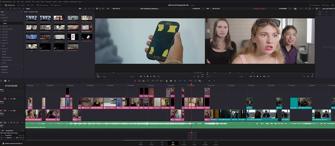 Cutting the film placeholder